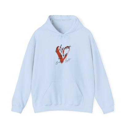 Hoodie — Red Brushstroke Heart Design "Love" Graphic