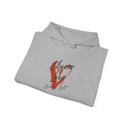 Hoodie — Red Brushstroke Heart Design "Love" Graphic