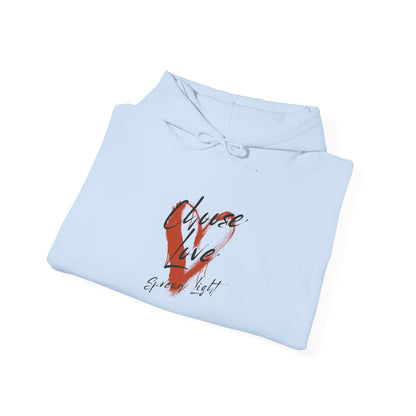 Hoodie — Red Brushstroke Heart Design "Love" Graphic