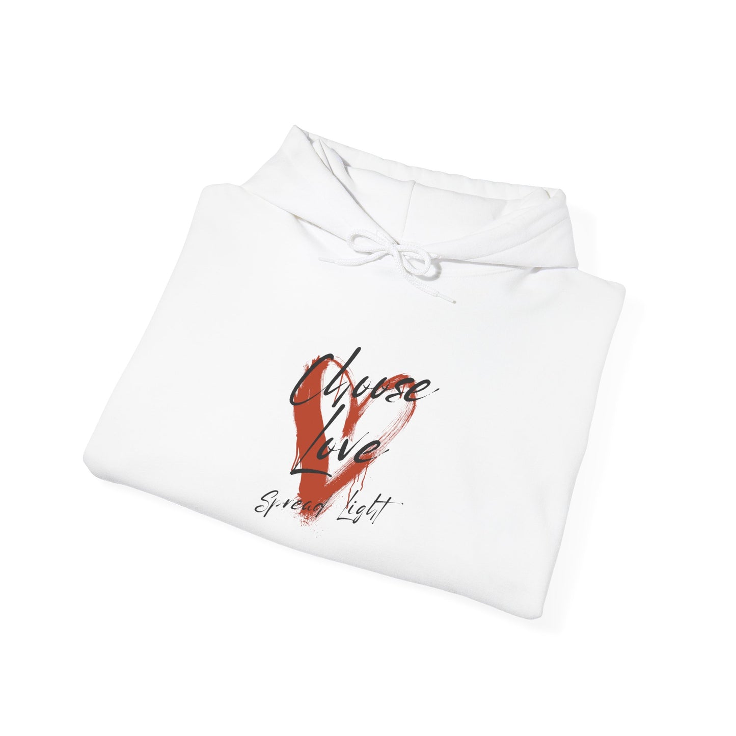 Hoodie — Red Brushstroke Heart Design "Love" Graphic