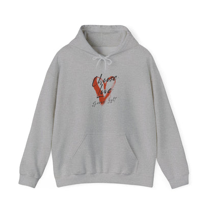 Hoodie — Red Brushstroke Heart Design "Love" Graphic