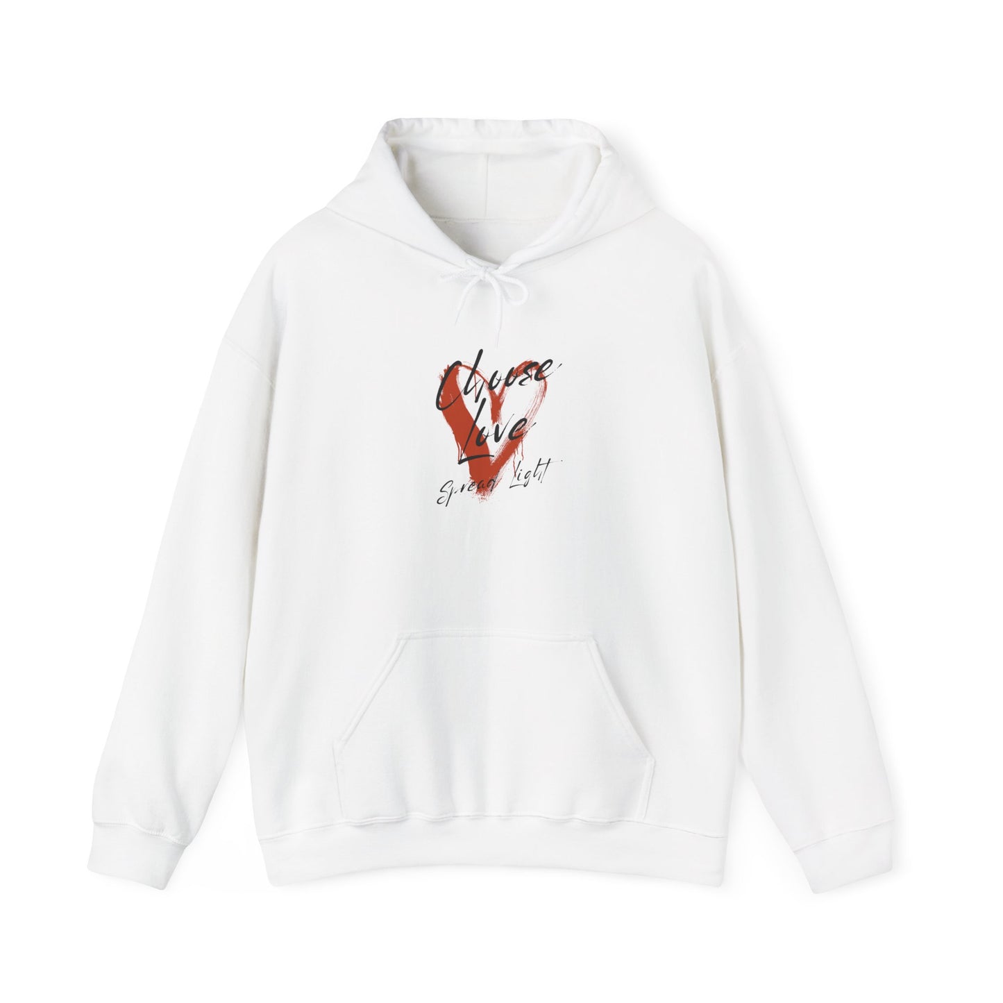 Hoodie — Red Brushstroke Heart Design "Love" Graphic