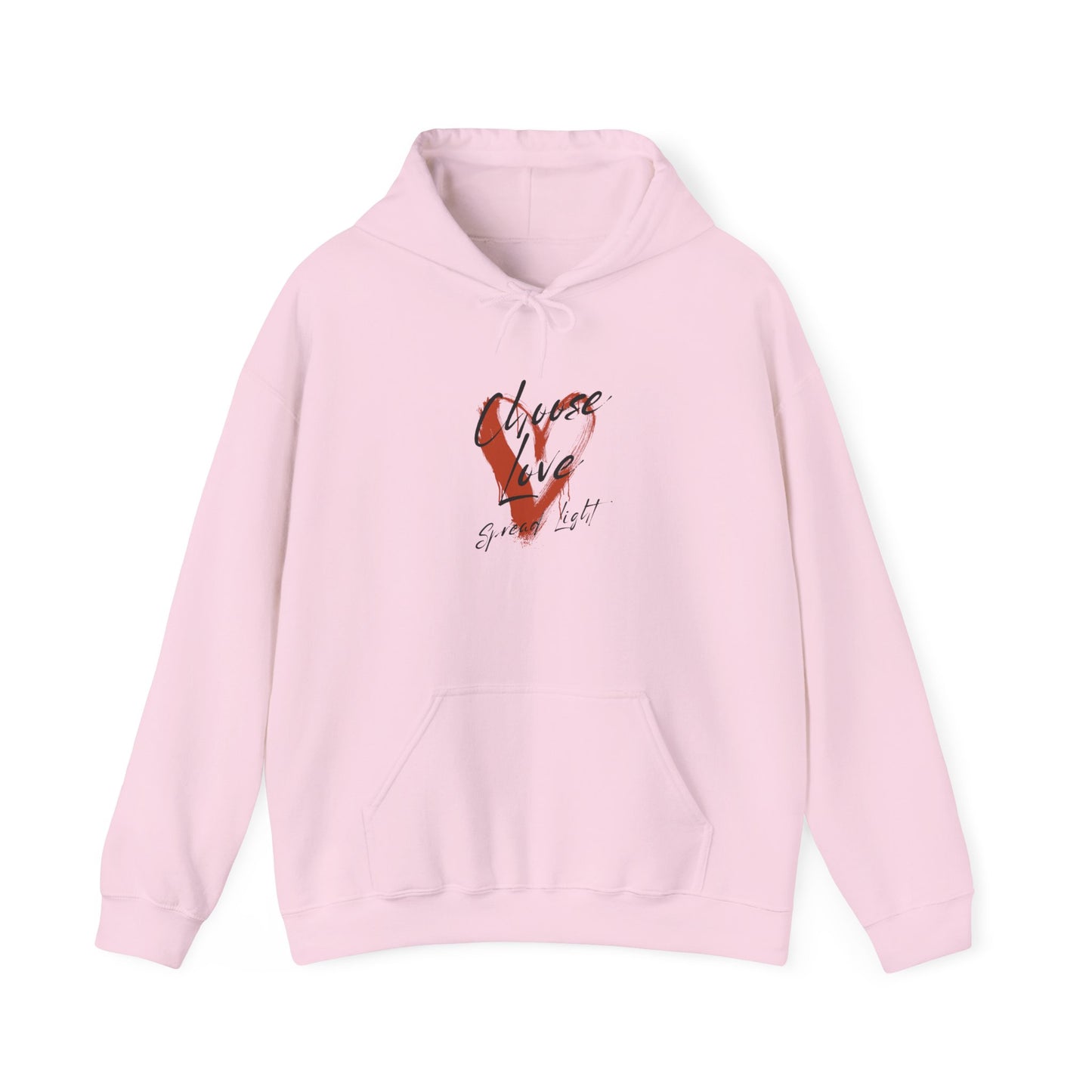 Hoodie — Red Brushstroke Heart Design "Love" Graphic