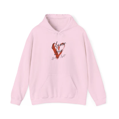 Hoodie — Red Brushstroke Heart Design "Love" Graphic