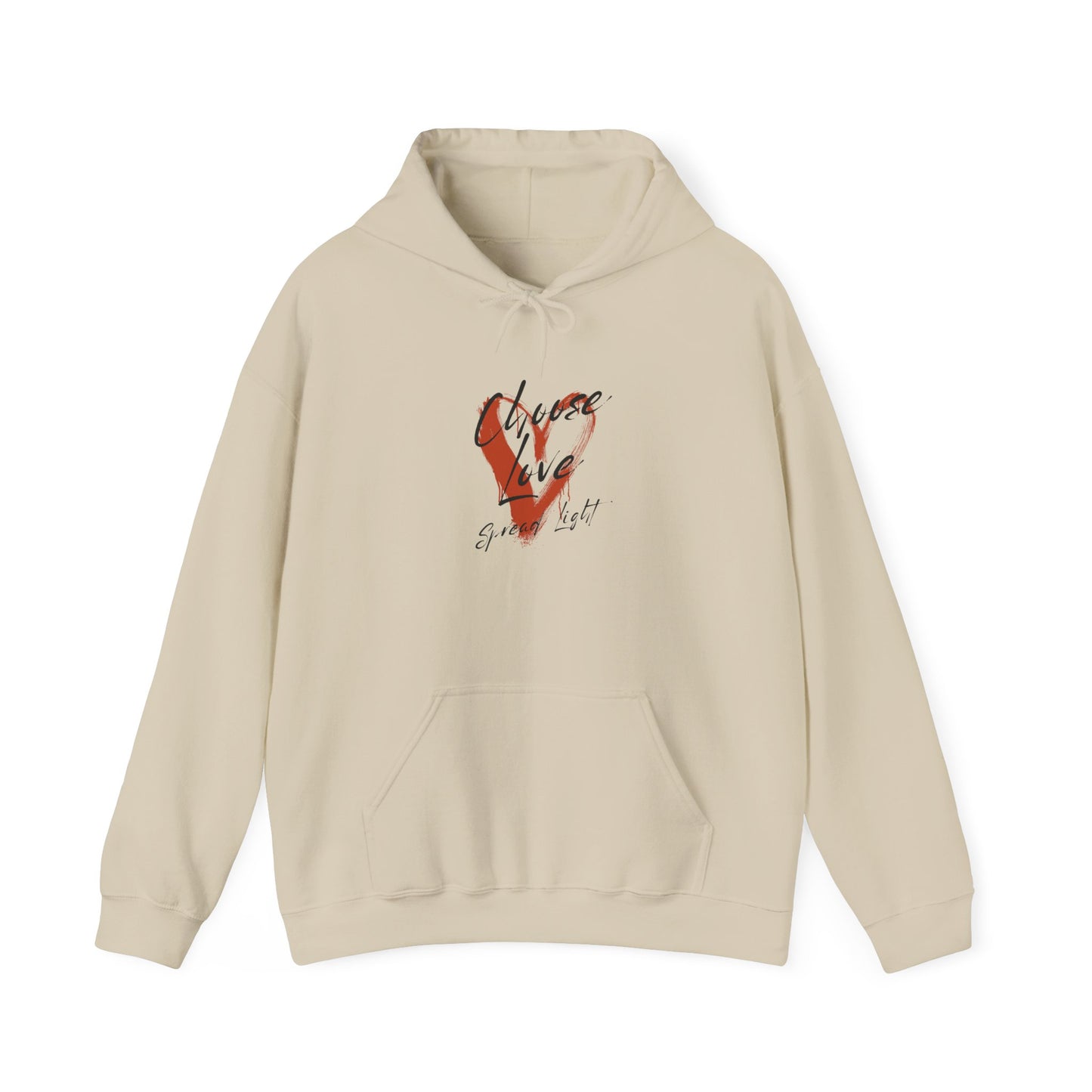 Hoodie — Red Brushstroke Heart Design "Love" Graphic